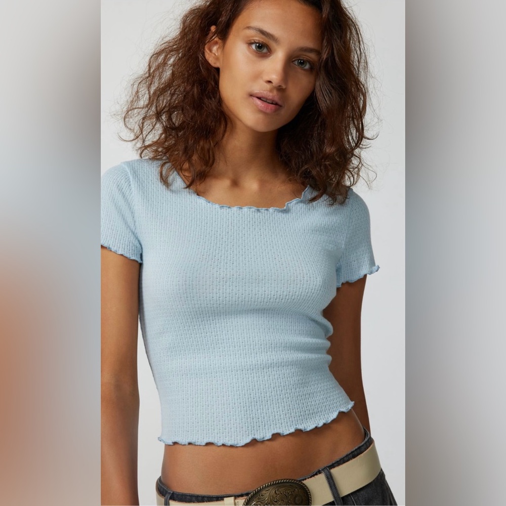 Urban Renewal Remnants Pointelle Lettuce Edge Baby Tee